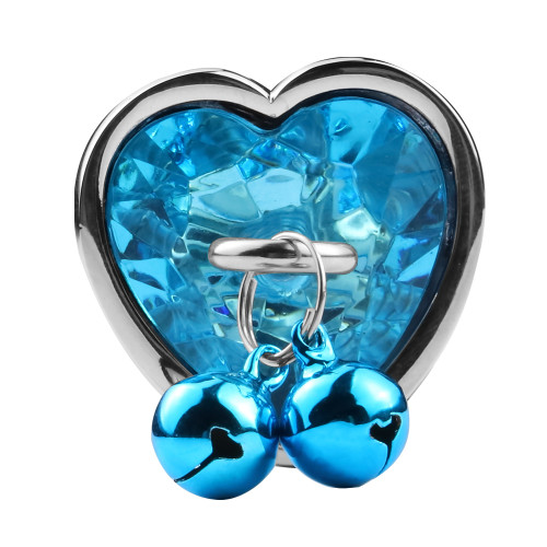 Металлическая анальная пробка Bell Heart Light Blue L