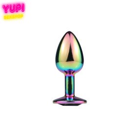 Перламутровая металлическая анальная пробка Circle Light Purple S