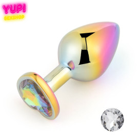 Перламутровая металлическая анальная пробка Heart White S