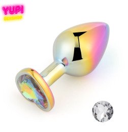 Перламутровая металлическая анальная пробка Heart White S