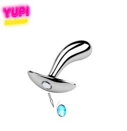 Срібляста металева анальна пробка Dew Drop Light Blue S