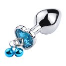 Металева анальна пробка з повідцем Control Bell Heart Light Blue L