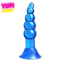 Силиконовая голубая анальная пробка с присоской Quint Blue