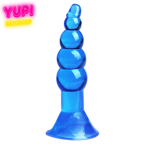 Силиконовая голубая анальная пробка с присоской Quint Blue