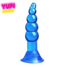 Силиконовая голубая анальная пробка с присоской Quint Blue