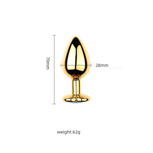 Золотиста металева анальна пробка Heart White S