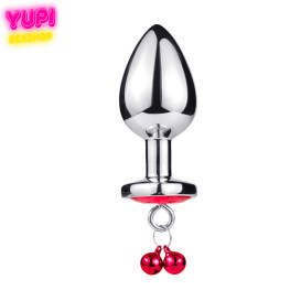 Металлическая анальная пробка Bell Heart Red L