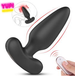 Анальная пробка силиконовая черная с вибро Albert Black RCT