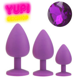 Набор сиреневых силиконовых анальных пробок Dark Purple