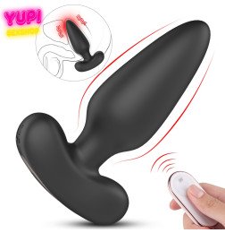 Анальная пробка силиконовая черная с вибро Albert Black RCT