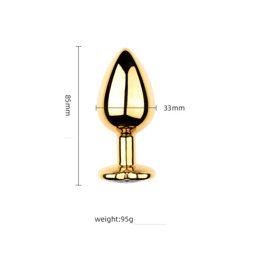 Золотистая металлическая анальная пробка Heart White M