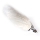 Металева анальна пробка з хвостом, що світиться Fox Glow Rainbow S