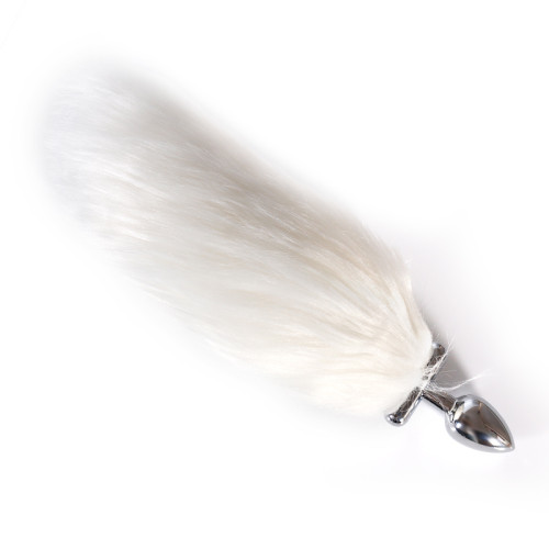 Металева анальна пробка з хвостом, що світиться Fox Glow Rainbow S