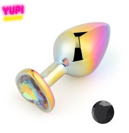 Перламутрова металева анальна пробка Heart Black S