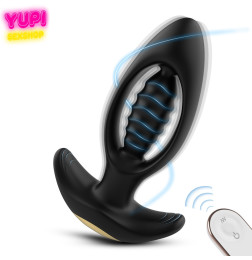 Силиконовая анальная пробка черная с вибро Pile Driver Black RCT