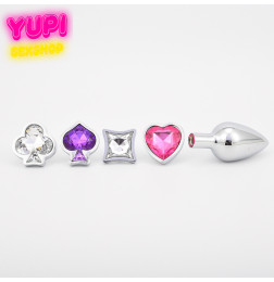 Анальная пробка со сменными камнями Poker Combined