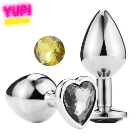 Срібляста металева анальна пробка Heart Golden S