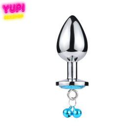 Металлическая анальная пробка Bell Circle Light Blue M