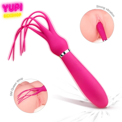 Вибромассажер с силиконовым наконечником-хлыстом Squid Magenta