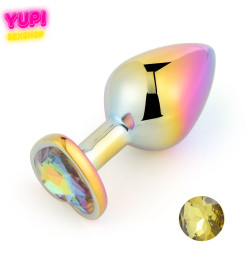 Перламутровая металлическая анальная пробка Heart Golden M