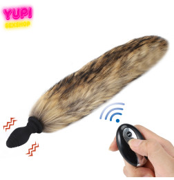 Силиконовая анальная пробка с хвостом Fox Fur Beige RCT