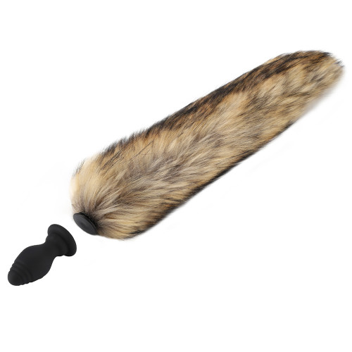 Силиконовая анальная пробка с хвостом Fox Fur Beige RCT