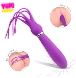 Вибромассажер с силиконовым наконечником-хлыстом Squid Purple