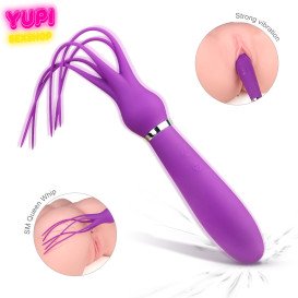 Вибромассажер с силиконовым наконечником-хлыстом Squid Purple