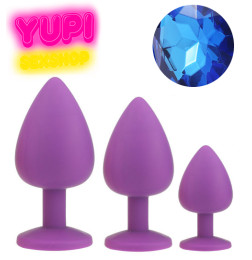 Набор сиреневых силиконовых анальных пробок Dark Blue