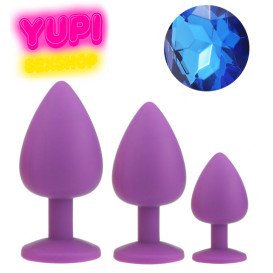 Набір бузкових силіконових анальних пробок Dark Blue