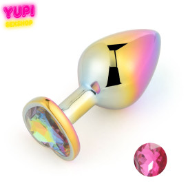 Перламутровая металлическая анальная пробка Heart Pink S