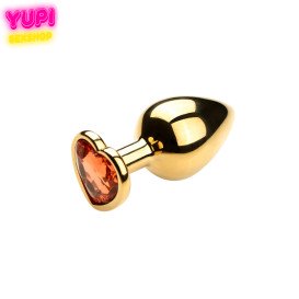 Золотиста металева анальна пробка Heart Golden S