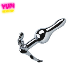 Серебристая металлическая анальная пробка Smile Plug Shaped S