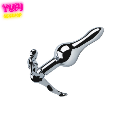 Серебристая металлическая анальная пробка Smile Plug Shaped S