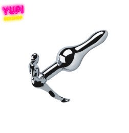 Серебристая металлическая анальная пробка Smile Plug Shaped S