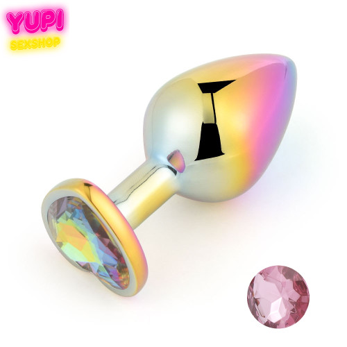 Перламутровая металлическая анальная пробка Heart Rosy S