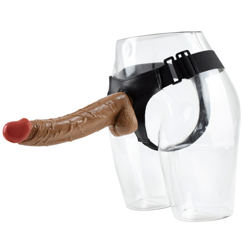 Носимый большой фаллоимитатор с трусиками-креплением Rubis Dark Flesh