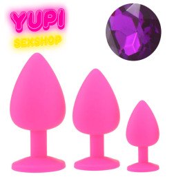 Набор розовых силиконовых анальных пробок Dark Purple