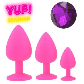 Набор розовых силиконовых анальных пробок Dark Purple