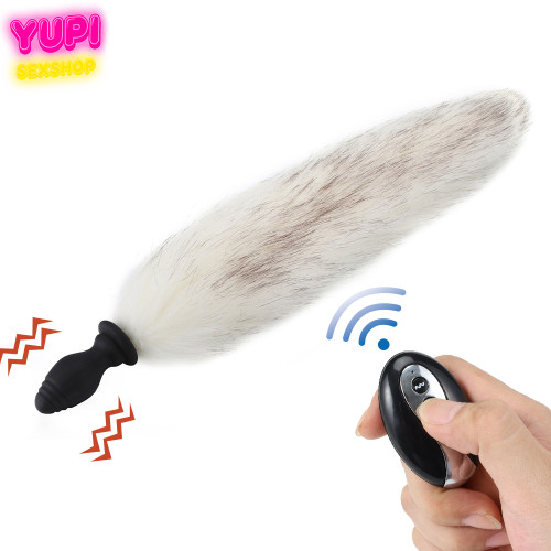 Силиконовая анальная пробка с хвостом Fox Fur Powder RCT