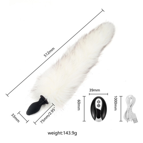 Силиконовая анальная пробка с хвостом Fox Fur Powder RCT