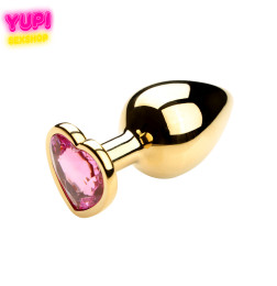 Золотиста металева анальна пробка Heart Rosy L