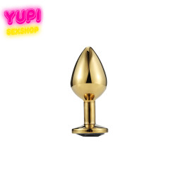 Золотистая металлическая анальная пробка Circle Rosy M