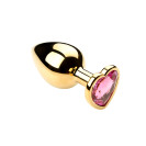 Золотистая металлическая анальная пробка Heart Rosy S