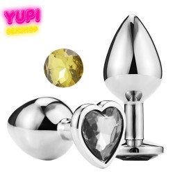 Серебристая металлическая анальная пробка Heart Golden L