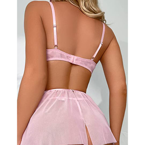 Сексуальна мереживна нічна сорочка з трусиками Joolly Pink  XL