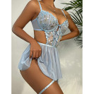 Сексуальна мереживна нічна сорочка з трусиками Joolly Light   Blue XXL