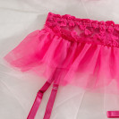 Сексуальное нижнее белье яркий кружевной комплект с юбочкой и подвязками Terra Hot Pink S