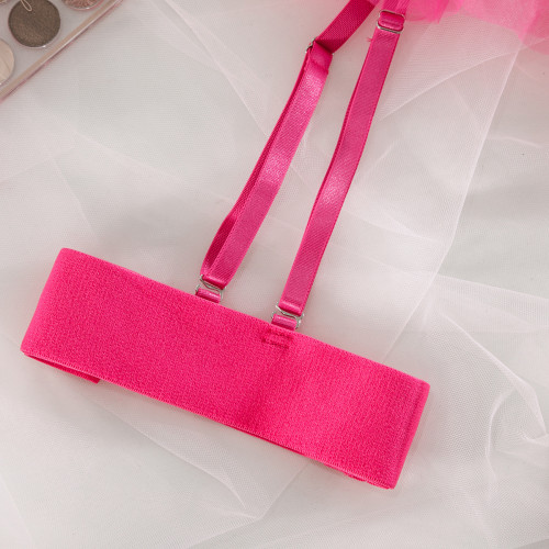 Сексуальное нижнее белье яркий кружевной комплект с юбочкой и подвязками Terra Hot Pink XL