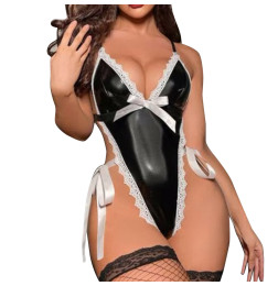 Латексное боди с открытой спиной Laura Black XL